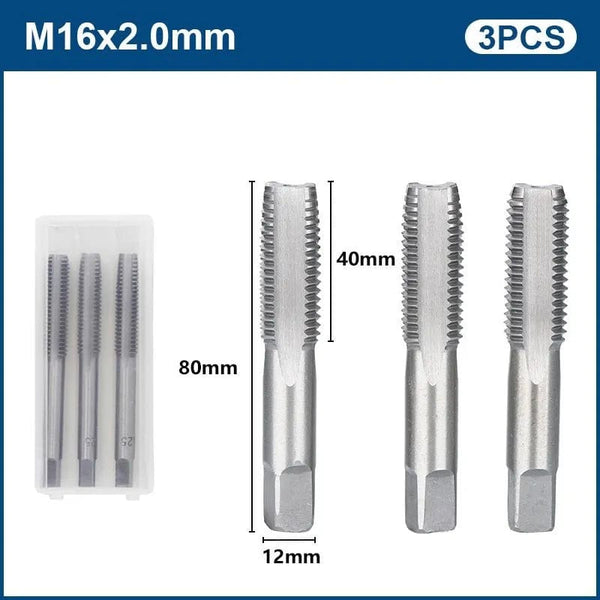 Planet Gates 3pcs M22x2.5 / CN 3pcs Hand Thread Tap Set HSS Metric Plug Tap Metal Screw Tap Drill M2/M2.5/M3/M3.5/M4/M5/M6/M8/M10/M12 Hand Tool Set