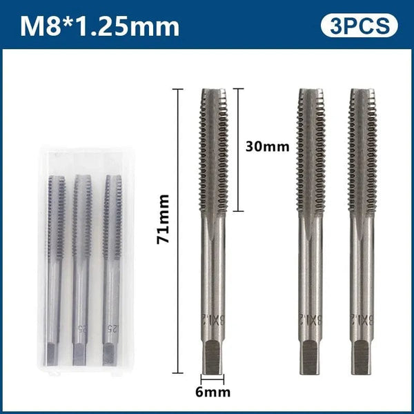 Planet Gates 3pcs M22x2.5 / CN 3pcs Hand Thread Tap Set HSS Metric Plug Tap Metal Screw Tap Drill M2/M2.5/M3/M3.5/M4/M5/M6/M8/M10/M12 Hand Tool Set
