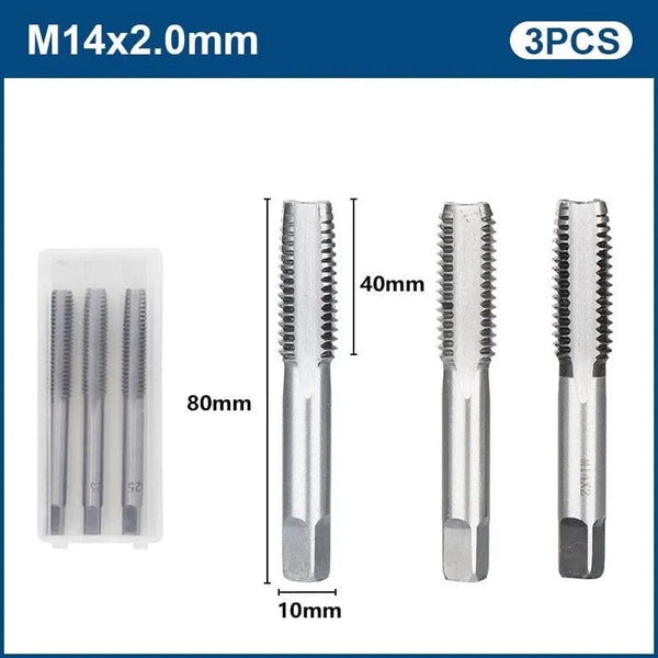 Planet Gates 3pcs M22x2.5 / CN 3pcs Hand Thread Tap Set HSS Metric Plug Tap Metal Screw Tap Drill M2/M2.5/M3/M3.5/M4/M5/M6/M8/M10/M12 Hand Tool Set