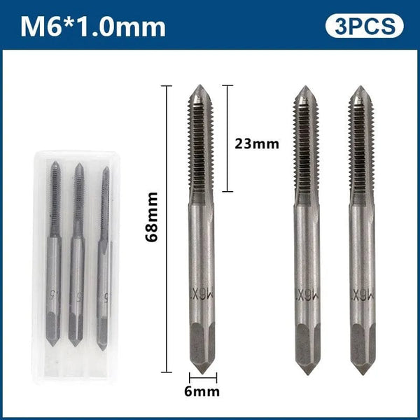 Planet Gates 3pcs M22x2.5 / CN 3pcs Hand Thread Tap Set HSS Metric Plug Tap Metal Screw Tap Drill M2/M2.5/M3/M3.5/M4/M5/M6/M8/M10/M12 Hand Tool Set
