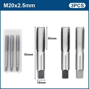 Planet Gates 3pcs M22x2.5 / CN 3pcs Hand Thread Tap Set HSS Metric Plug Tap Metal Screw Tap Drill M2/M2.5/M3/M3.5/M4/M5/M6/M8/M10/M12 Hand Tool Set