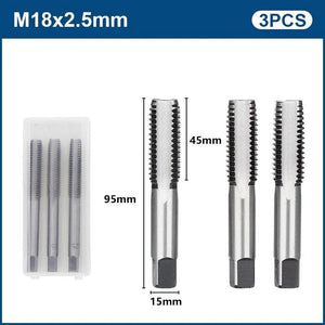 Planet Gates 3pcs M22x2.5 / CN 3pcs Hand Thread Tap Set HSS Metric Plug Tap Metal Screw Tap Drill M2/M2.5/M3/M3.5/M4/M5/M6/M8/M10/M12 Hand Tool Set