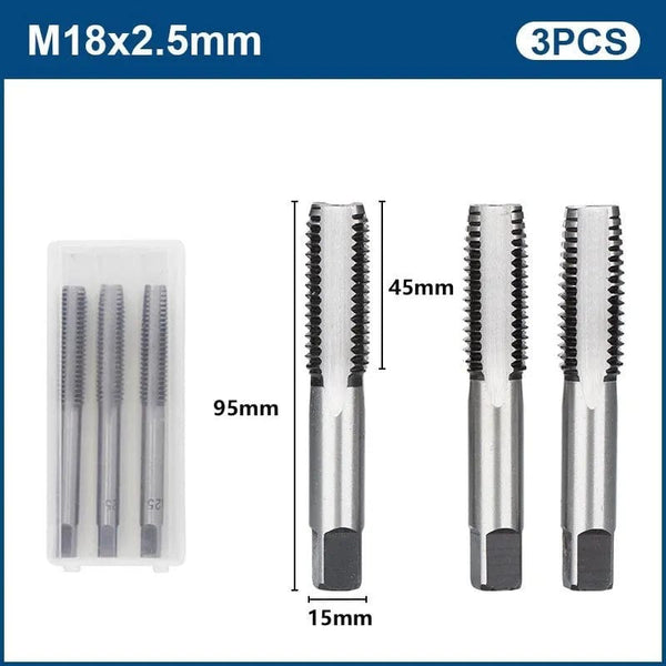 Planet Gates 3pcs M22x2.5 / CN 3pcs Hand Thread Tap Set HSS Metric Plug Tap Metal Screw Tap Drill M2/M2.5/M3/M3.5/M4/M5/M6/M8/M10/M12 Hand Tool Set