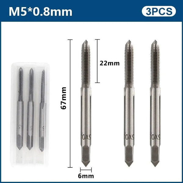 Planet Gates 3pcs M22x2.5 / CN 3pcs Hand Thread Tap Set HSS Metric Plug Tap Metal Screw Tap Drill M2/M2.5/M3/M3.5/M4/M5/M6/M8/M10/M12 Hand Tool Set
