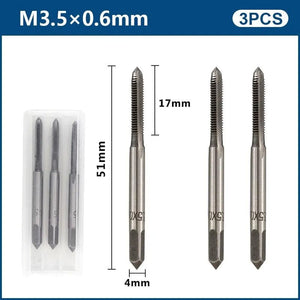 Planet Gates 3pcs M22x2.5 / CN 3pcs Hand Thread Tap Set HSS Metric Plug Tap Metal Screw Tap Drill M2/M2.5/M3/M3.5/M4/M5/M6/M8/M10/M12 Hand Tool Set