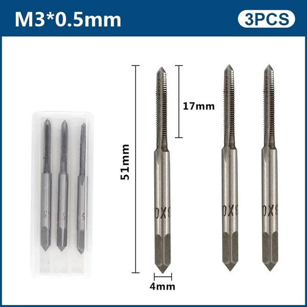 Planet Gates 3pcs M22x2.5 / CN 3pcs Hand Thread Tap Set HSS Metric Plug Tap Metal Screw Tap Drill M2/M2.5/M3/M3.5/M4/M5/M6/M8/M10/M12 Hand Tool Set