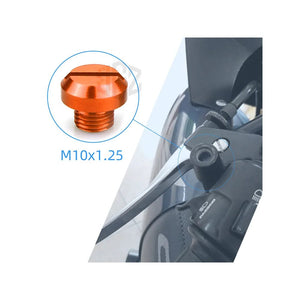 Planet Gates 3pcs Orange Motorcycle M10*1.25 CNC Mirrors Hole Plug Screws Cover Caps Thread Adapter Bolts For KTM DUKE RC 125 390 200 250 690