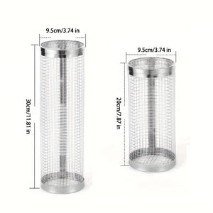 Planet Gates 3pcs/set, BBQ Rolling Grill Basket, Stainless Steel Grilled Cage, Round Stainless Steel BBQ Grill Mesh For Vegetable Fries Fish, BBQ Vegetable Slices Basket For Outdoor Picnic Camping, Grill Accessories, BBQ Accessaries