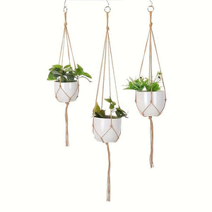 Planet Gates 3pcs/ Set, Gardening Woven Hanging Frame Flowerpot Net Pocket Hemp Rope Simple Indoor And Outdoor Hanging Basket Decoration