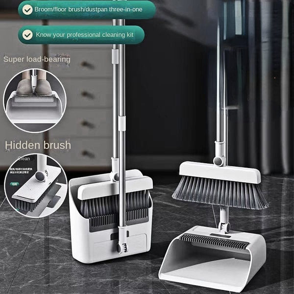 Planet Gates 3pcs/ Set, Household Broom, Floor Brush And Dustpan Set, Thickened Sweeping Broom, Scrub Brush And Dustpan With Long Handle, Non-stick Hair Floor Cleaning Tool, For Home Office School Dorm, Cleaning Supplies, Cleaning Gadgets