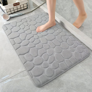 Planet Gates 3pcs/set, Memory Foam Bathroom Rugs Set, Cobblestone Embossed Ultra Soft Non-Slip Bath Rug & Absorbent Bath Mat Carpets, Includes U-Shaped Contour Rug, Perfect For Bathroom/Shower, Bathroom Supplies