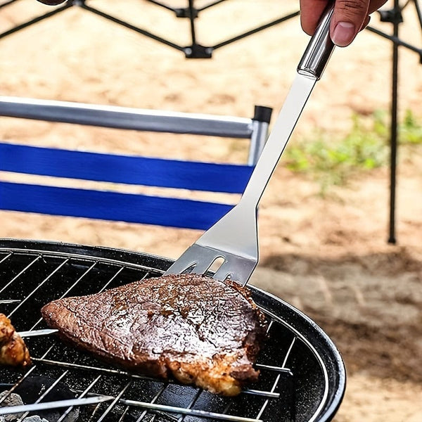 Planet Gates 3pcs Tube Handle Grill Set 1/3/5pcs, Barbecue Set, Grill Tools Set, Outdoor Barbecue Kit, Barbecue Grill Tool Set With Storage Bag, Barbecue Fork, Spatula, Tongs, BBQ Accessories For Outdoor Camping, Kitchen Supplices, Outdoor Supplies.