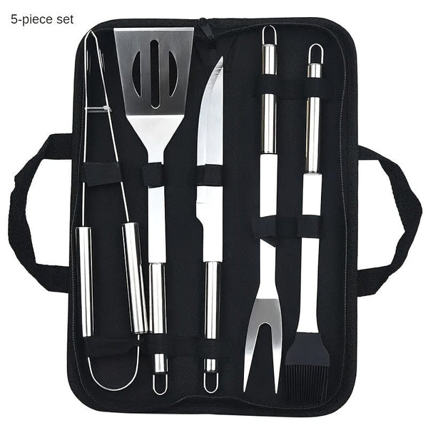Planet Gates 3pcs Tube Handle Grill Set 1/3/5pcs, Barbecue Set, Grill Tools Set, Outdoor Barbecue Kit, Barbecue Grill Tool Set With Storage Bag, Barbecue Fork, Spatula, Tongs, BBQ Accessories For Outdoor Camping, Kitchen Supplices, Outdoor Supplies.