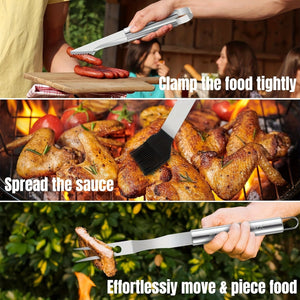 Planet Gates 3pcs Tube Handle Grill Set 1/3/5pcs, Barbecue Set, Grill Tools Set, Outdoor Barbecue Kit, Barbecue Grill Tool Set With Storage Bag, Barbecue Fork, Spatula, Tongs, BBQ Accessories For Outdoor Camping, Kitchen Supplices, Outdoor Supplies.