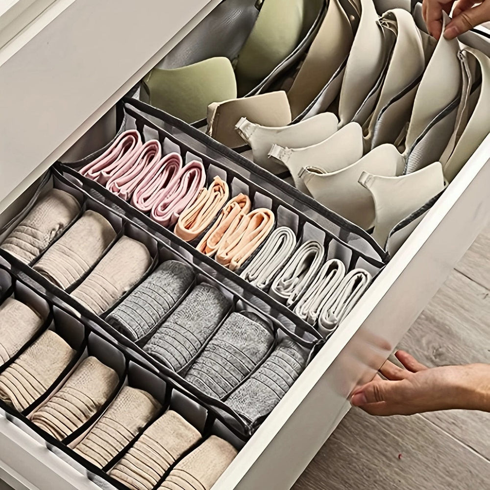 Planet Gates 3pcs Underwear Storage Boxes, Household Compartment Fabric Clothes Organizer, Drawers Dividers Organizer, Multifunctional Wardrobe Organizer For Panties Socks Bra Storage