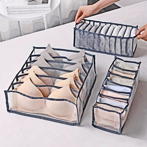 Planet Gates 3pcs Underwear Storage Boxes, Household Compartment Fabric Clothes Organizer, Drawers Dividers Organizer, Multifunctional Wardrobe Organizer For Panties Socks Bra Storage