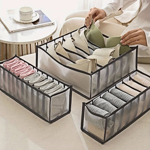 Planet Gates 3pcs Underwear Storage Boxes, Household Compartment Fabric Clothes Organizer, Drawers Dividers Organizer, Multifunctional Wardrobe Organizer For Panties Socks Bra Storage