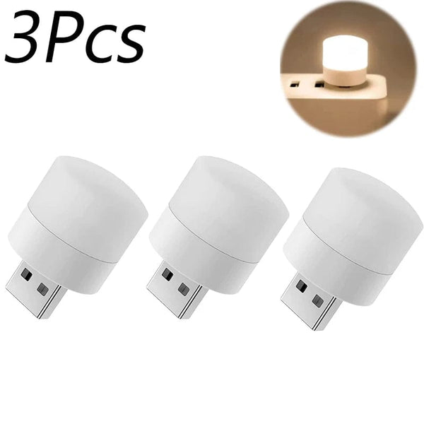 Planet Gates 3pcs-Warm Mini USB Night Light Portable Car Signal Lights 5V 1W Eye Care Book Reading Bulbs Computer Mobile Power Charging LED Night Lamp