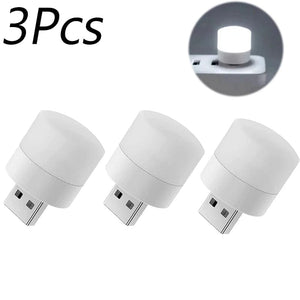 Planet Gates 3pcs-White Mini USB Night Light Portable Car Signal Lights 5V 1W Eye Care Book Reading Bulbs Computer Mobile Power Charging LED Night Lamp