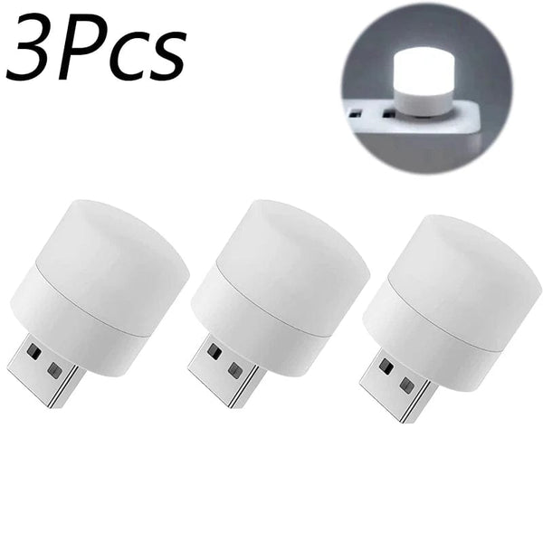 Planet Gates 3pcs-White Mini USB Night Light Portable Car Signal Lights 5V 1W Eye Care Book Reading Bulbs Computer Mobile Power Charging LED Night Lamp