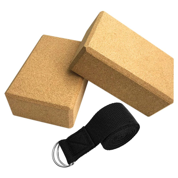 Planet Gates 3PCS Yoga Block Cork Sport Home Gym Exercise Wood  Brick Soft High Density  for Indoor  Workout Fitness
