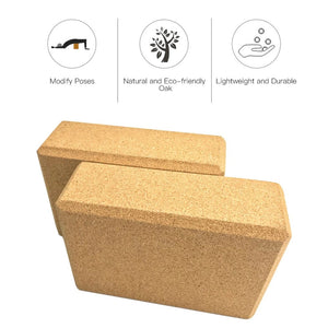 Planet Gates 3PCS Yoga Block Cork Sport Home Gym Exercise Wood  Brick Soft High Density  for Indoor  Workout Fitness