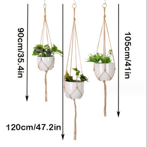 Planet Gates 3pieces Set （90+105+120cm） 3pcs/ Set, Gardening Woven Hanging Frame Flowerpot Net Pocket Hemp Rope Simple Indoor And Outdoor Hanging Basket Decoration