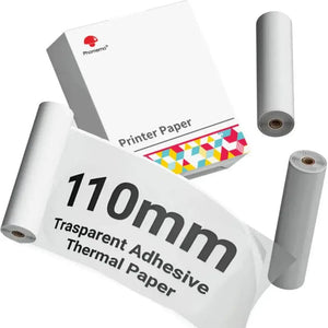 Planet Gates 3PK Phomemo Adhesive Transparent Thermal Paper Clear Adhesive Thermal Sticker Paper for M04S/M04AS Bluetooth Printer 110mmx3.5m