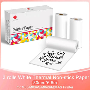 Planet Gates 3PK Phomemo Adhesive Transparent Thermal Paper Clear Adhesive Thermal Sticker Paper for M04S/M04AS Bluetooth Printer 110mmx3.5m