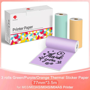 Planet Gates 3PK Phomemo Adhesive Transparent Thermal Paper Clear Adhesive Thermal Sticker Paper for M04S/M04AS Bluetooth Printer 110mmx3.5m