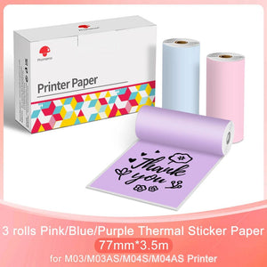 Planet Gates 3PK Phomemo Adhesive Transparent Thermal Paper Clear Adhesive Thermal Sticker Paper for M04S/M04AS Bluetooth Printer 110mmx3.5m