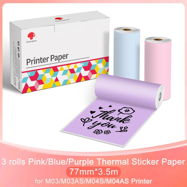 Planet Gates 3PK Phomemo Adhesive Transparent Thermal Paper Clear Adhesive Thermal Sticker Paper for M04S/M04AS Bluetooth Printer 110mmx3.5m