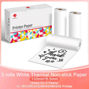 Planet Gates 3PK Phomemo Adhesive Transparent Thermal Paper Clear Adhesive Thermal Sticker Paper for M04S/M04AS Bluetooth Printer 110mmx3.5m