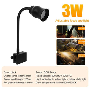 Planet Gates 3W white yellow / CHINA Aquarium Led Light Fish Tank Decoration Adjustable Focus Spotlight Plants Grow Lamp Turtle Reptiles Accessories 5w 7w 9w 12w 15w