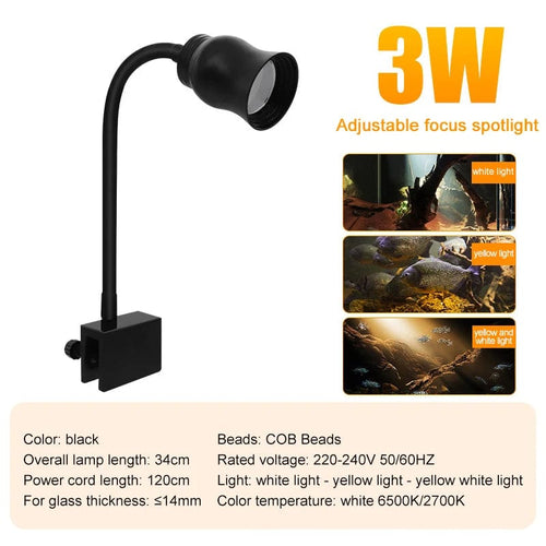 Planet Gates 3W white yellow / CHINA Aquarium Led Light Fish Tank Decoration Adjustable Focus Spotlight Plants Grow Lamp Turtle Reptiles Accessories 5w 7w 9w 12w 15w