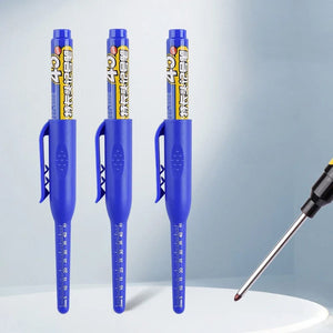 Planet Gates 3X Blue 45mm Deep Hole Long Nib Head Markers Deep Drill Hole Long Nib Scriber Multifunction Mechanical Carpentry Colorful Marker Pen