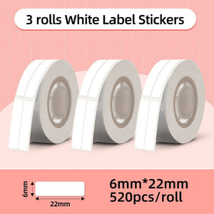 Planet Gates 3x White 6x22mm White Label Tape for Phomemo Q30  Printer Paper 3 rolls Label Sticker Paper Roll for Phomemo Labeller Q30 D30 Label Printer
