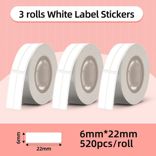 Planet Gates 3x White 6x22mm White Label Tape for Phomemo Q30  Printer Paper 3 rolls Label Sticker Paper Roll for Phomemo Labeller Q30 D30 Label Printer
