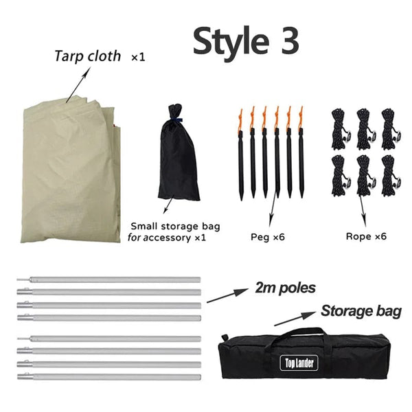 Planet Gates 3x4 3x3m Black Coated Tarp Screen Shade Membrane Camping Tarp Waterproof Outdoor Tarpaulin Shelter Sunshade Flysheet Awning UV50