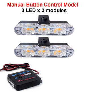 Planet Gates 3x8 Manual Control / Red and Blue 3 LED Car Front Grille Strobe Police Lights Flash Warning Lamp Red Blue Yellow Rescue Vehicle Emergency Flasher Signal Lighting