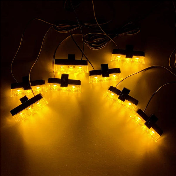 Planet Gates 3x8 Manual Control / Red and Blue 3 LED Car Front Grille Strobe Police Lights Flash Warning Lamp Red Blue Yellow Rescue Vehicle Emergency Flasher Signal Lighting