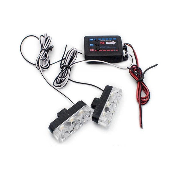 Planet Gates 3x8 Manual Control / Red and Blue 3 LED Car Front Grille Strobe Police Lights Flash Warning Lamp Red Blue Yellow Rescue Vehicle Emergency Flasher Signal Lighting