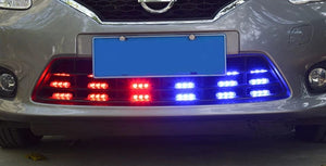 Planet Gates 3x8 Manual Control / Red and Blue 3 LED Car Front Grille Strobe Police Lights Flash Warning Lamp Red Blue Yellow Rescue Vehicle Emergency Flasher Signal Lighting
