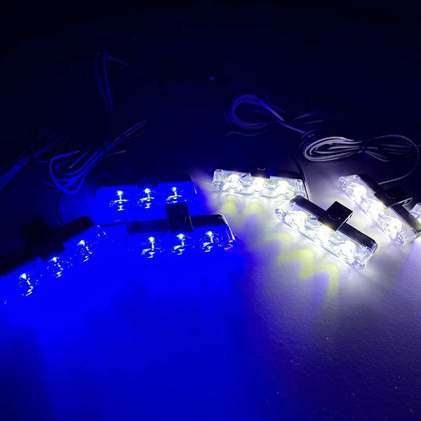 Planet Gates 3x8 Manual Control / Red and Blue 3 LED Car Front Grille Strobe Police Lights Flash Warning Lamp Red Blue Yellow Rescue Vehicle Emergency Flasher Signal Lighting