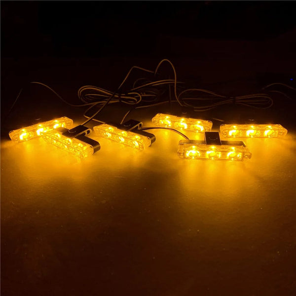 Planet Gates 3x8 Manual Control / Red and Blue 3 LED Car Front Grille Strobe Police Lights Flash Warning Lamp Red Blue Yellow Rescue Vehicle Emergency Flasher Signal Lighting