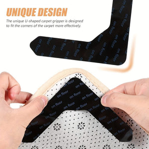 Planet Gates 4/12/20pcs Rug Gripper Tape Double Sided Adhesive Non-Slip Rug Pad Tape Stickers Washable Area Rug Pad Carpet Tape Reusable Corner Side Grippers For Hardwood Floors And Tile