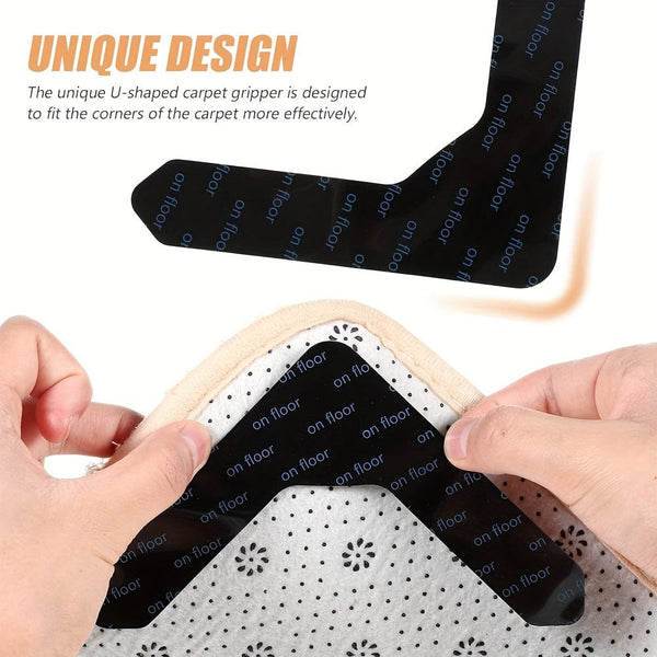Planet Gates 4/12/20pcs Rug Gripper Tape Double Sided Adhesive Non-Slip Rug Pad Tape Stickers Washable Area Rug Pad Carpet Tape Reusable Corner Side Grippers For Hardwood Floors And Tile