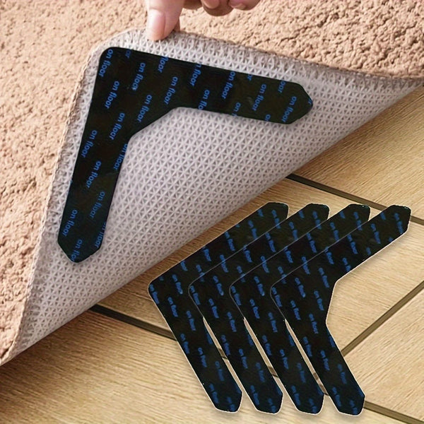 Planet Gates 4/12/20pcs Rug Gripper Tape Double Sided Adhesive Non-Slip Rug Pad Tape Stickers Washable Area Rug Pad Carpet Tape Reusable Corner Side Grippers For Hardwood Floors And Tile