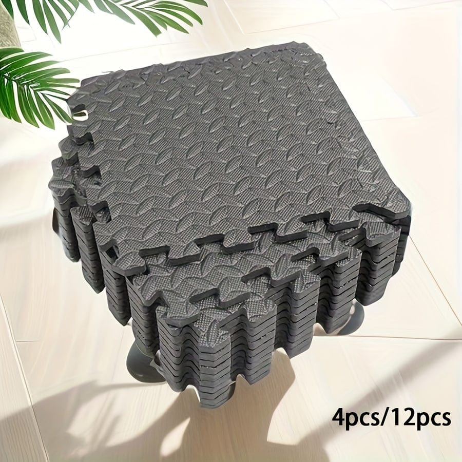 Planet Gates 4/12pcs Sports Protective Sports Mat EVA Leaf Pattern Floor Mat Yoga Fitness Non-slip Splicing Thickened Shock Absorption Mat, 30*30cm