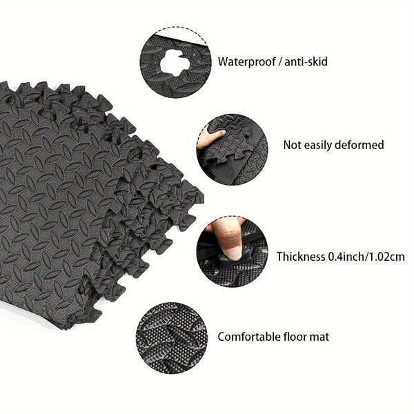 Planet Gates 4/12pcs Sports Protective Sports Mat EVA Leaf Pattern Floor Mat Yoga Fitness Non-slip Splicing Thickened Shock Absorption Mat, 30*30cm